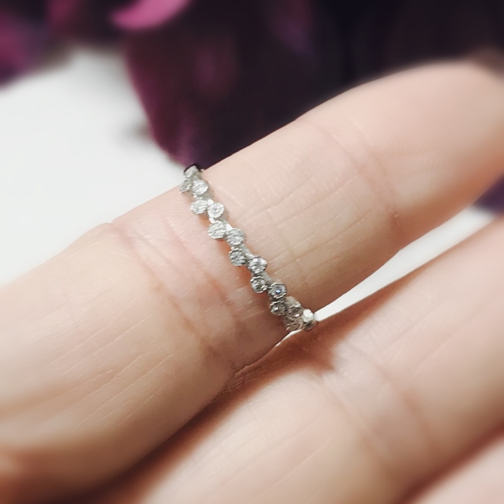 Set of 7: Silver and Clear CZ Sterling Silver Ring
